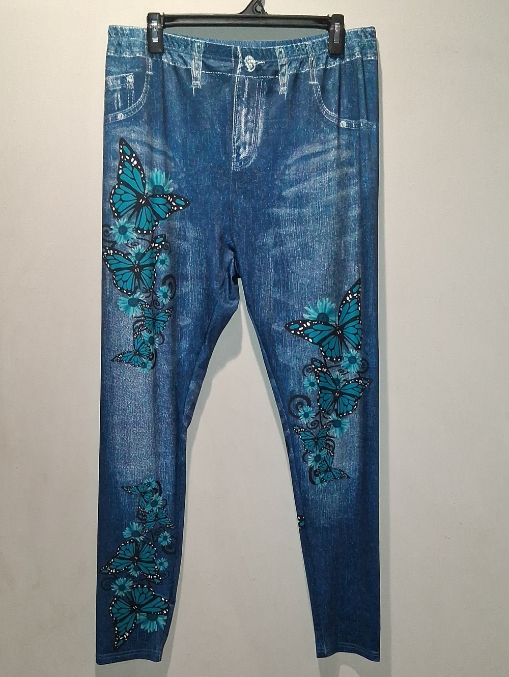 Blue Butterfly Print Women’s Jeans Jeggings